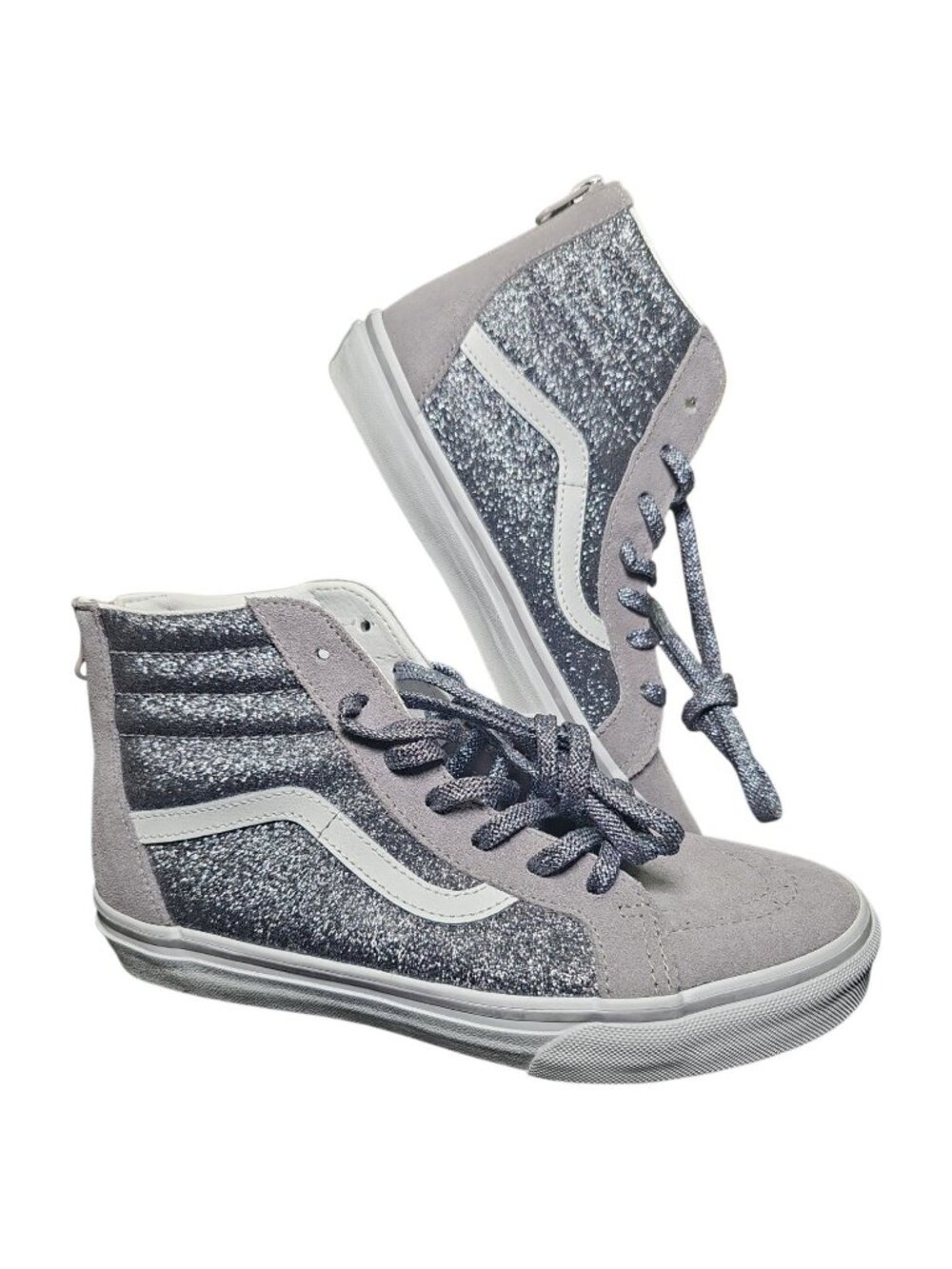 NWOT Vans Sk8-Hi Zip Kids 'Glitter - Gunmetal Grey'
